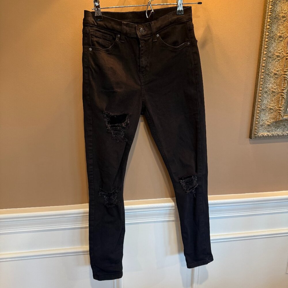Topshop Black Distressed Skinny Jeans